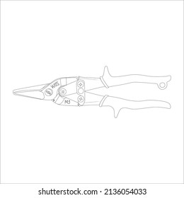 Pliers isolated on a white background. Line art. Retro design. Vector illustration