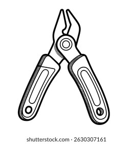 pliers isolated on white coloring page 