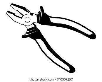 Pliers isolated on white vector illustration. Work tool.