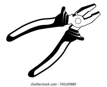 Pliers isolated on white vector illustration. Work tool.