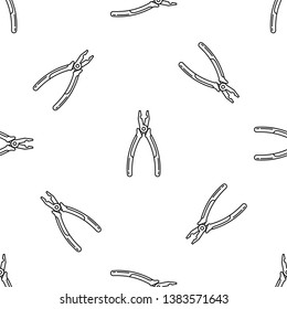 Pliers isolated seamless pattern on white background. llustration on the theme of apartment renovation and tools for repair.