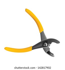 pliers isolated yellow vector object work metal equipment worker tool repair white