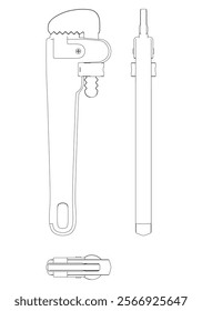 Pliers Line Art Vector Illustration on White Background. Precision Tool Design for Workshops, Metalworking, and DIY Projects