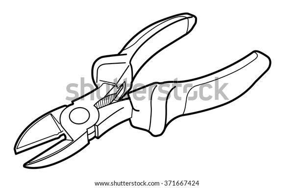 Pliers Line Drawing Stock Vector Royalty Free 371667424