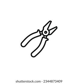 Pliers line icon isolated on white background