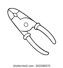 pliers line vector illustration,isolated on white background,top view