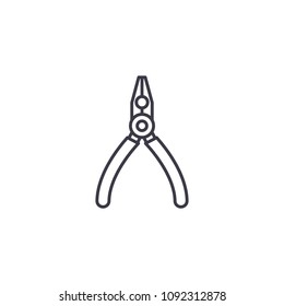 Pliers linear icon concept. Pliers line vector sign, symbol, illustration.