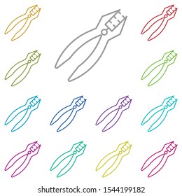 Pliers multi color icon. Simple thin line, outline vector of construction tools icons for ui and ux, website or mobile application