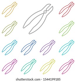 Pliers multi color icon. Simple thin line, outline vector of construction tools icons for ui and ux, website or mobile application
