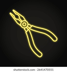 Pliers neon line icon. Repair equipment, craft tool. Vector illustration