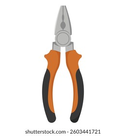 Pliers with orange and black handles on white background. Vector illustration