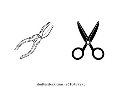 Pliers Outline And Scissors Icon Tools For Cutting And Gripping Needs