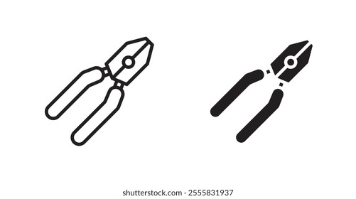 Pliers outlined and solid icon vector collection.