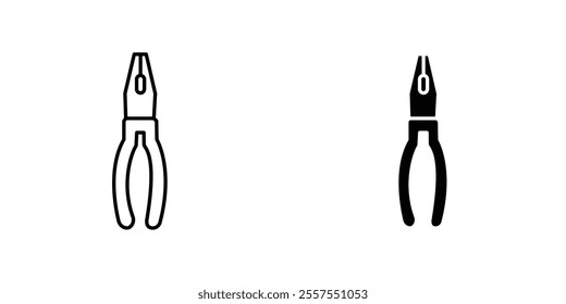 Pliers outlined and solid icon vector collection.