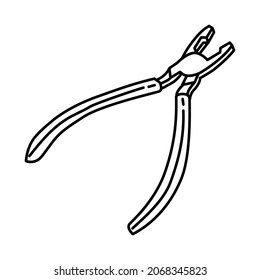Pliers Part of Contractor Material and Equipment Device Hand Drawn Icon Set Vector.