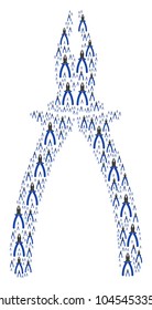 Pliers pattern created in the figure of pliers pictograms. Vector iconized collage designed with simple pictograms.