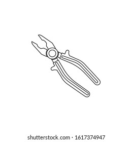 Pliers pincers hand tool isolated on white background, top view