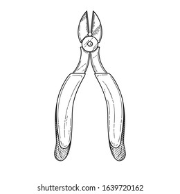 Pliers pincers hand tool isolated on white background. Vector illustration