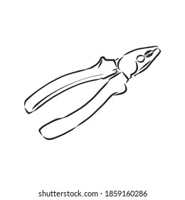 Pliers pincers hand tool isolated on white background. Vector illustration, pliers vector sketch illustration