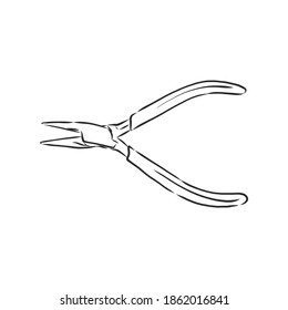 Pliers pinza la herramienta de mano aislada sobre fondo blanco. Ilustración vectorial, ilustraciones de dibujo vectorial de alicates