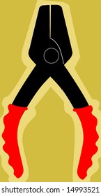 Pliers with red handle	
