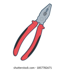 Pliers with red handles isolated on white background. Vector illustration