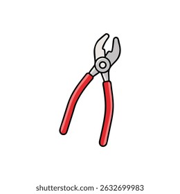 Pliers with red handles isolated on a White Background