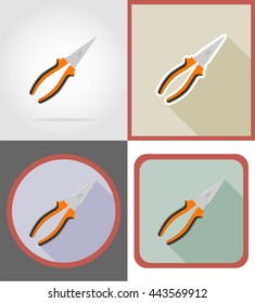 pliers repair and building tools flat icons vector illustration isolated on white background