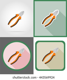 pliers repair and building tools flat icons vector illustration isolated on white background