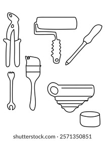 Pliers, Scarifier, Paintbrush, Paintpot Vector tools are essential digital resources for architects, engineers, and designers tools typically use vector graphics to create precise,scalableillustration