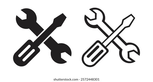 Pliers and screwdriver icon on transparent background.