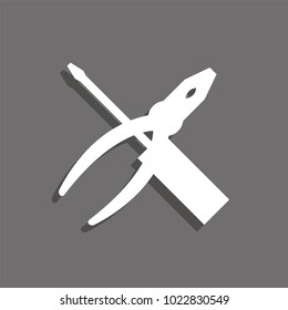 Pliers and screwdriver. Vector icon.
