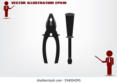 pliers and screwdrivers icon vector illustration EPS 10.