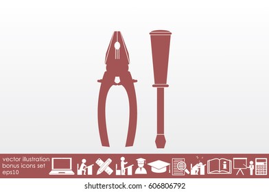 pliers and screwdrivers icon vector illustration EPS 10.
