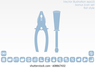 pliers and screwdrivers icon vector illustration EPS 10.