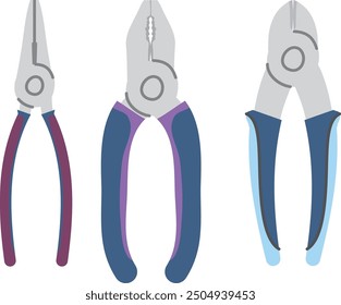 Pliers set. Color instrument icons. Repair tools