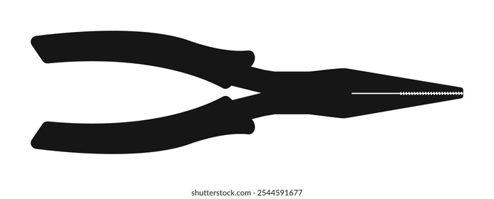 Pliers silhouette isolated on white background. Handyman tool of carpenter, repairman, builder, master. Vector graphic illustration.