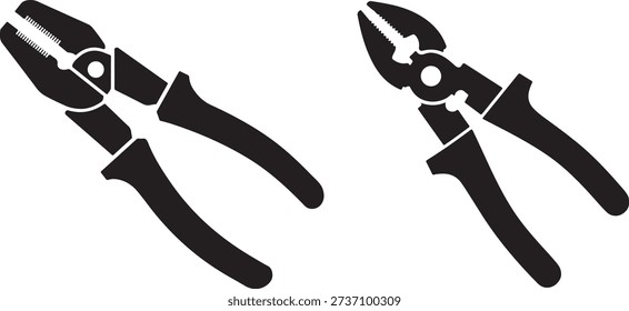 Pliers silhouette set isolated on white background