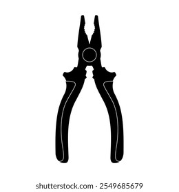 Pliers Silhouette Vector Illustration. This is a clean vector illustration of pliers depicted in a black silhouette style.