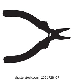 Pliers silhouette vector, isolated on white background.