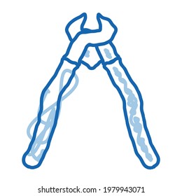 pliers sketch icon vector. Hand drawn blue doodle line art pliers sign. isolated symbol illustration