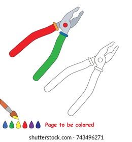 Pliers Tool to be colored, the coloring book for preschool kids with easy educational gaming level.