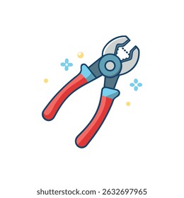 Pliers tool in cartoon style with floral design elements