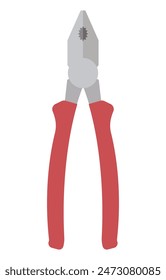 Alicates. Herramienta para la construcción, reparación, carpintería, doblado, sujeción. Ilustración minimalista de equipos de carpintería. Estilo limpio y sencillo. Vector, simplificado, aislado.