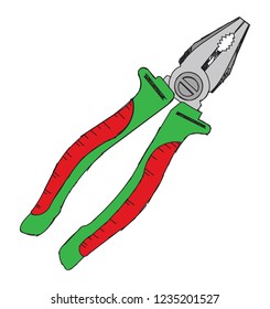 pliers tool hand drawn vector