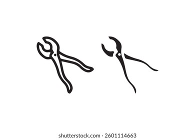 Pliers tool icon black outline and solid Vector