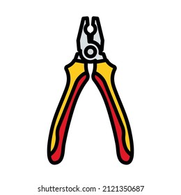 Pliers Tool Icon. Editable Bold Outline With Color Fill Design. Vector Illustration.