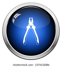 Pliers tool icon. Glossy Button Design. Vector Illustration.