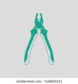 Pliers tool icon. Gray background with green. Vector illustration.