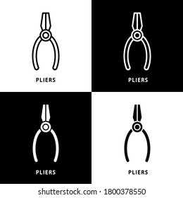 Pliers Tool Icon Logo Line and Flat Solid. Pliers Hardware Construction Worker Symbol Vector Glyph Design